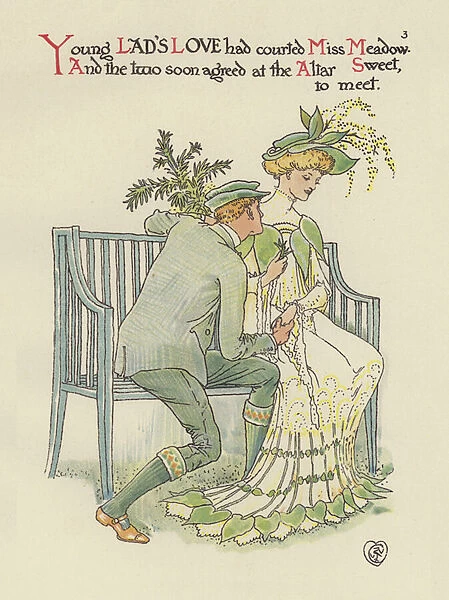 Illustration by Walter Crane for A Flower Wedding (colour litho)