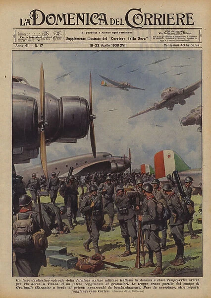 A very important episode of the lightning-fast Italian military action in Albania was... (colour litho)