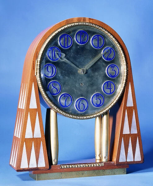 An important mantel clock, 1906 (mahogany, brass, mother-of-pearl