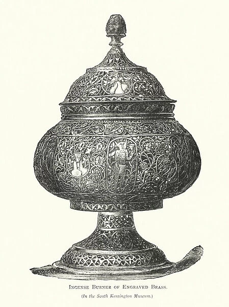 Incense Burner of Engraved Brass (coloured engraving)
