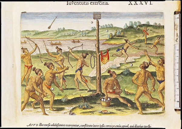 Indians Training for War, from Brevis Narratio... engraved by Theodore de Bry