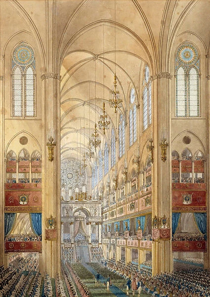 Interior of the cathedrale Notre Dame de Paris during the sacre of Napoleon I (1769-1821
