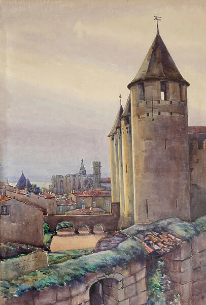 Interior of the city of Carcassonne, c. 1904 (watercolor)