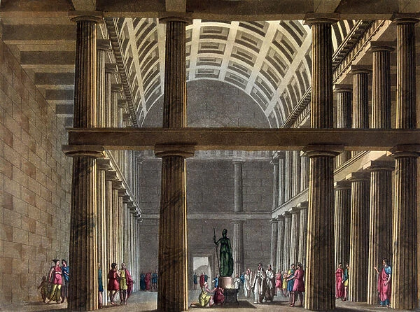 Interior of the Parthenon, early 19th century - in 'The Old and Modern Costume'by Jules Ferrario, 1819-1820