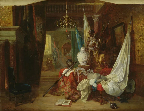 Interior, romantic bric-a-brac (oil on canvas)