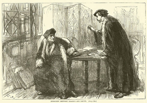 Interview between Erasmus and Calvin (engraving)
