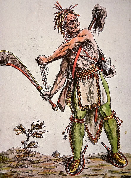 Iroquois Warrior, 1787 (colour litho)