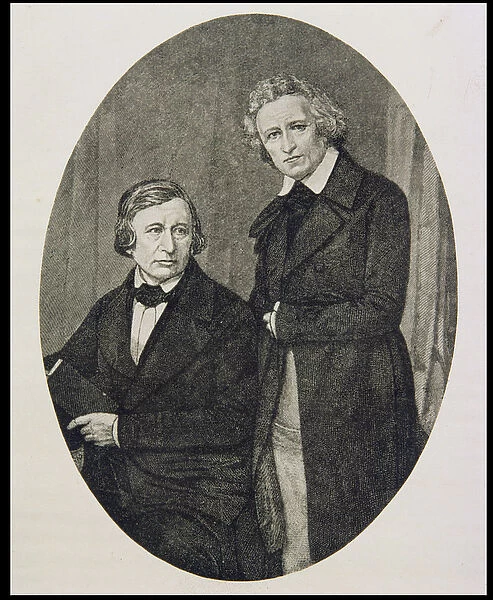 Jacob Ludwig Karl Grimm (1785-1863) and Wilhelm Karl Grimm (1786-1859) (engraving)
