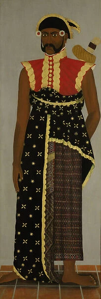 Javanese court official, c. 1820-70 (oil on paper)