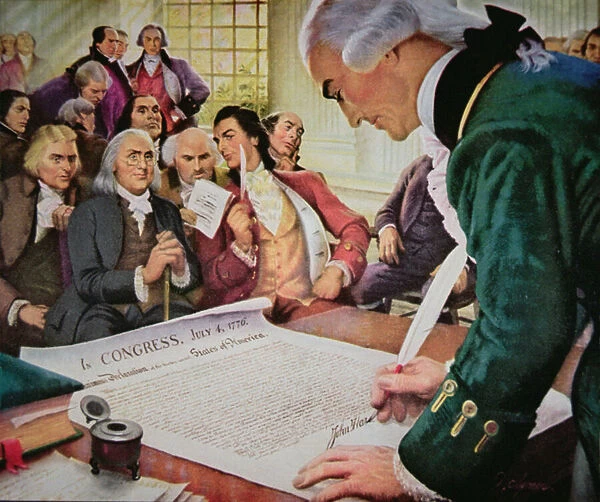 John Hancock (1737-93) signs the American Declaration of Independence