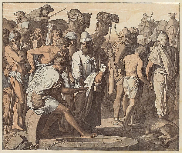 Joseph sold by his Brethren, Genesis, XXXVII, 28 (coloured engraving)