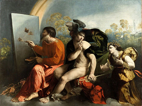 Jupiter, Mercury and the Virtue (Jupiter Painting Butterflies), c. 1524 (oil on canvas)