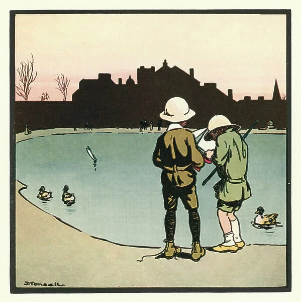 Kensington Rhymes: The Round Pond (colour litho)