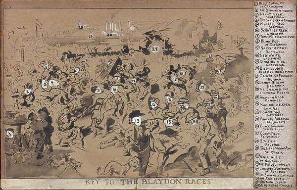 Key to the Blaydon Races (ink and chalk on paper & board)