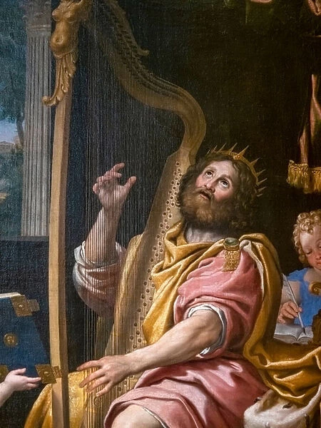 King David playing the harp (detail), Domenico Zampieri, known as the Dominican, 1619, Palace of Versailles (oil on canvas)