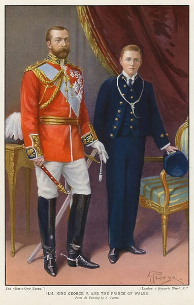 King George V and the Prince of Wales (colour litho)