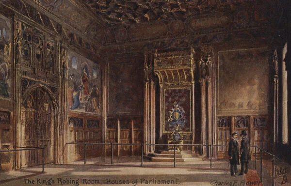 The Kings Robing Room, Houses of Parliament (colour litho)
