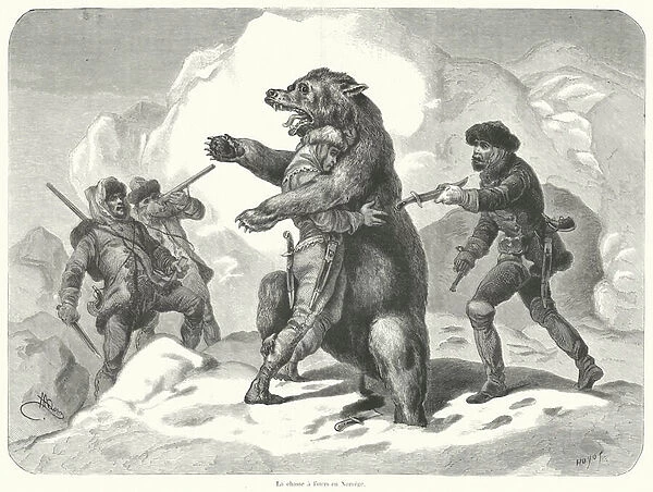 La chasse a l ours en Norvege (engraving)
