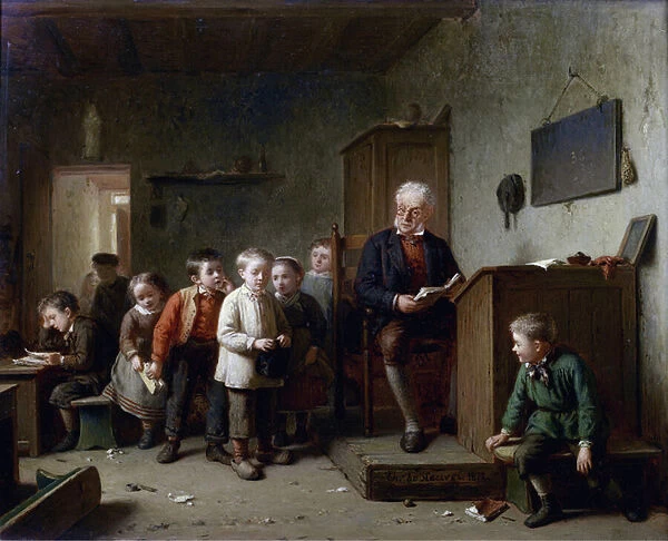 La salle de classe - The classroom - Heuvel, Theodore Bernard de (1817-1906) - 1872 - Oil on wood - 37x44, 5 - Private Collection