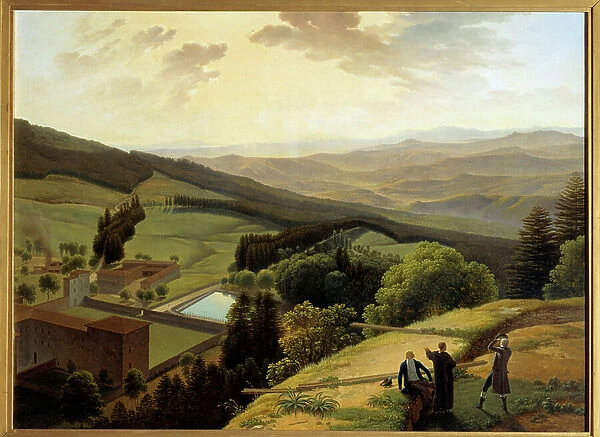 La vallee de l'Arno vue depuis le couvent de Vallombrosa, pres du 'Paradisino'. Peinture de Louis Gauffier (1761-1801), 1797. Philadelphie, Museum Of Art