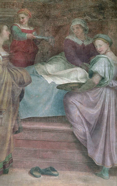 Ladies in Waiting, detail from the Birth of the Virgin (fresco)