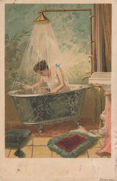 Lady in bath (chromolitho)