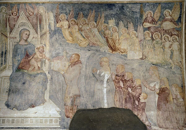 Our Lady and the child with donor, detail ( circa 1377, Fresco placed on canvas)