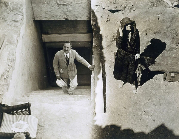 Lady Ribblesdale and Mr Stephen Vlasto at the Tomb of Tutankhamun, Valley of the Kings, 1923 (gelatin silver print)