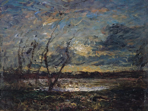 Landscape on the Outskirts of Cremieu (oil on panel)