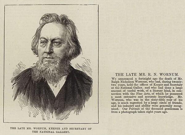 The late Mr Wornum, Keeper and Secretary of the National Gallery (engraving)