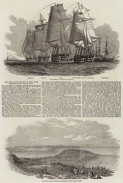 The Late Naval Review, as seen from Bembridge Down, Isle of Wight (engraving)