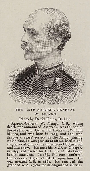 The Late Surgeon-General W Munro (engraving)