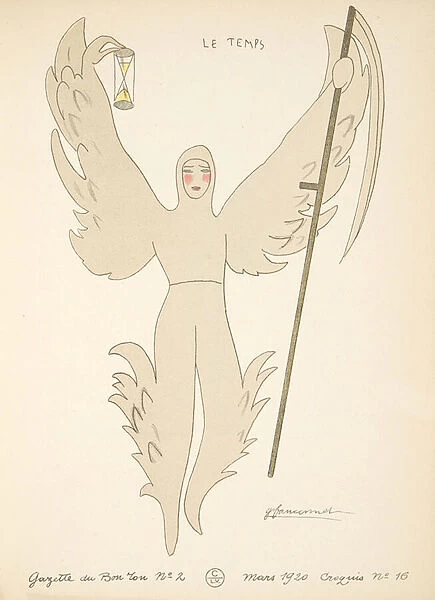 Le Temps, from a Collection of Fashion Plates, 1920 (pochoir print)