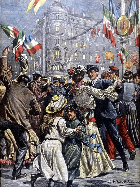 Les souverains d Italie a Paris: les bals populaires dans les rues