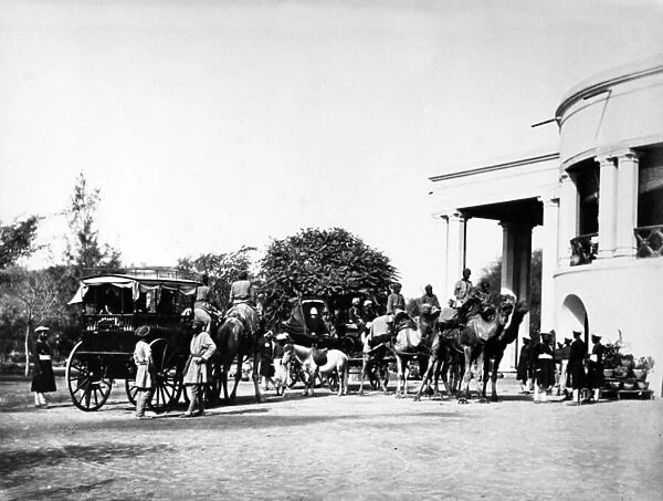 Lieutenant Governor of Punjab and his Camel Carriage, 1864 (b / w photo)