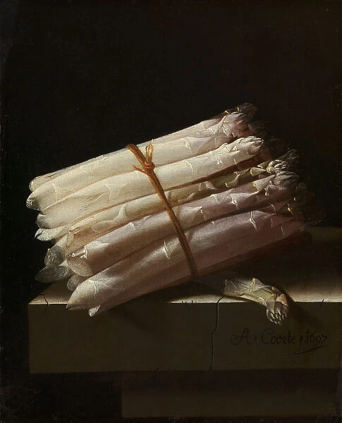 Still Life with Asparagus, 1697 (oil on panel)
