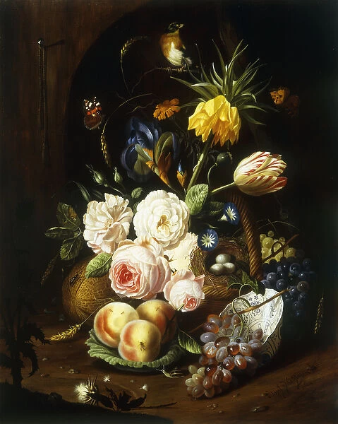 Still life with assorted flowers (oil on canvas)