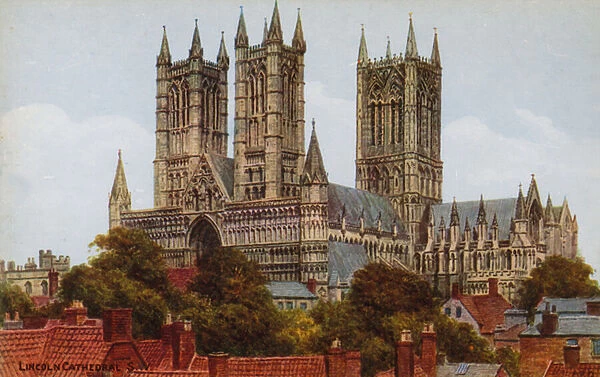 Lincoln Cathedral, SW (colour litho)
