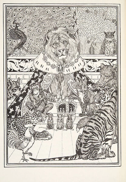 The Lion and his Associates, Frontispiece, from Fontaine Fables, pub. 1905 (engraving)