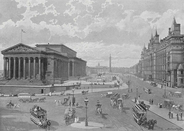 Liverpool, St Georges Hall and Lime Street (b  /  w photo)