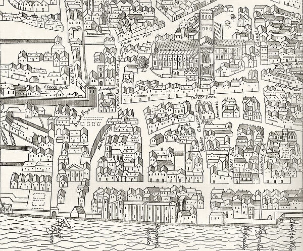 London around St. Pauls in 1563, from London Pictures: Drawn with Pen and Pencil