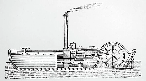 Longitudinal section of the steamboat 'Charlotte Dundas' built by William Symington, 1850