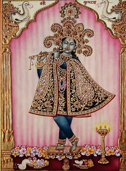 Lord Krishna Miniature Painting on Ivory