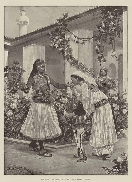 Her Lord and Master, a Scene in a North Albanian House (engraving)