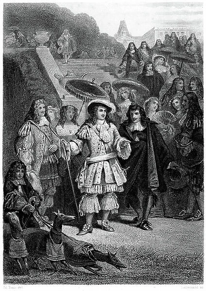 Louis XIV and his court, 19th century (engraving)