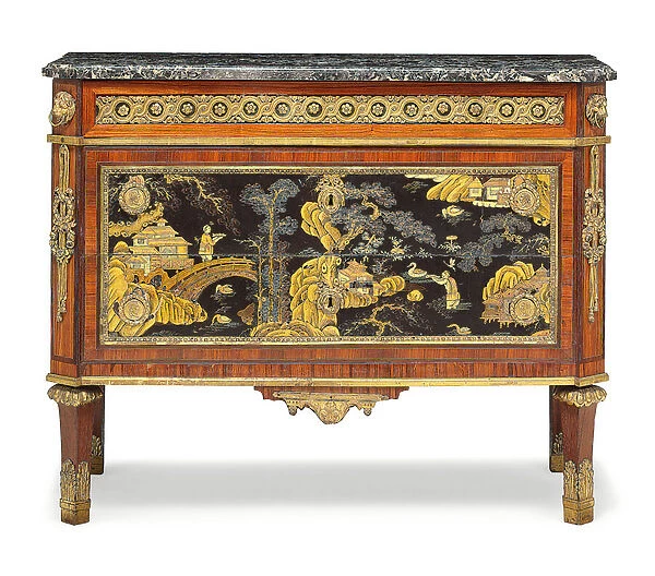 Louis XVI commode (marble, ormolu-mounted fruitwood & lacquer) (see also 3479845)
