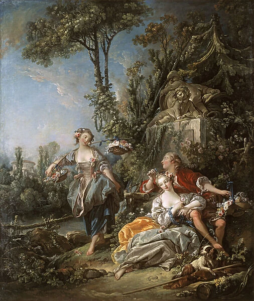 Lovers in a Park, 1758 (oil on canvas)