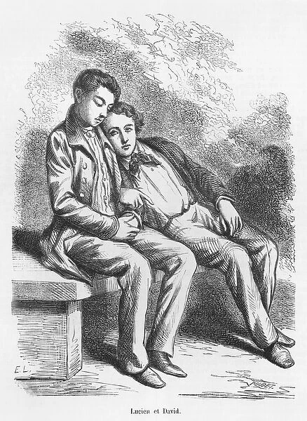 Lucien de Rubempre and David Sechard, illustration from Les Illusions perdues