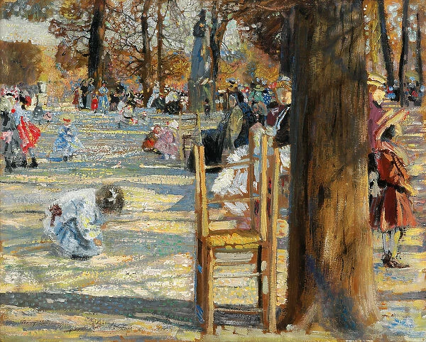 The Luxembourg Gardens in Spring, 1910 (oil on board)
