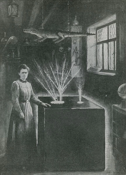 Madame Curie, the modern alchemist (litho)